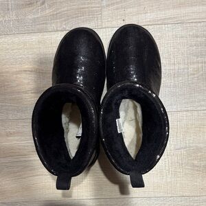 UGG Black and Cream Fur Boots